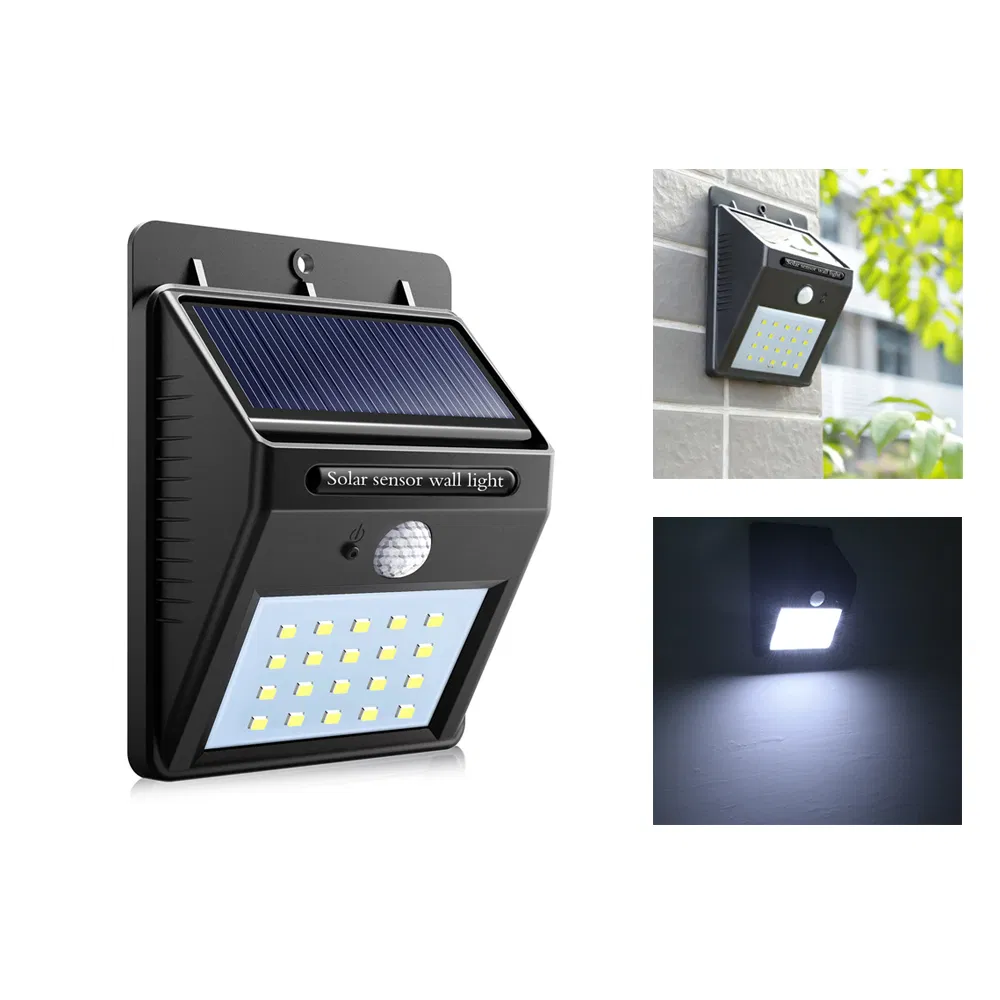 LED Outdoor Solar Sensor LED Light PIR Motion Sensor Solar Lamp Detection Range with Dusk to Dawn Dark Security Light