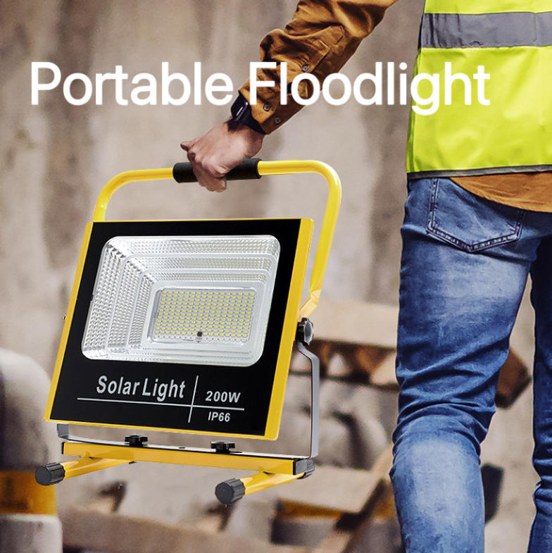 New 100W Rechargeable Solar Flood Light Outdoor Portable LED Emergency Rechargeable Floodlight Construction Solar Lamp