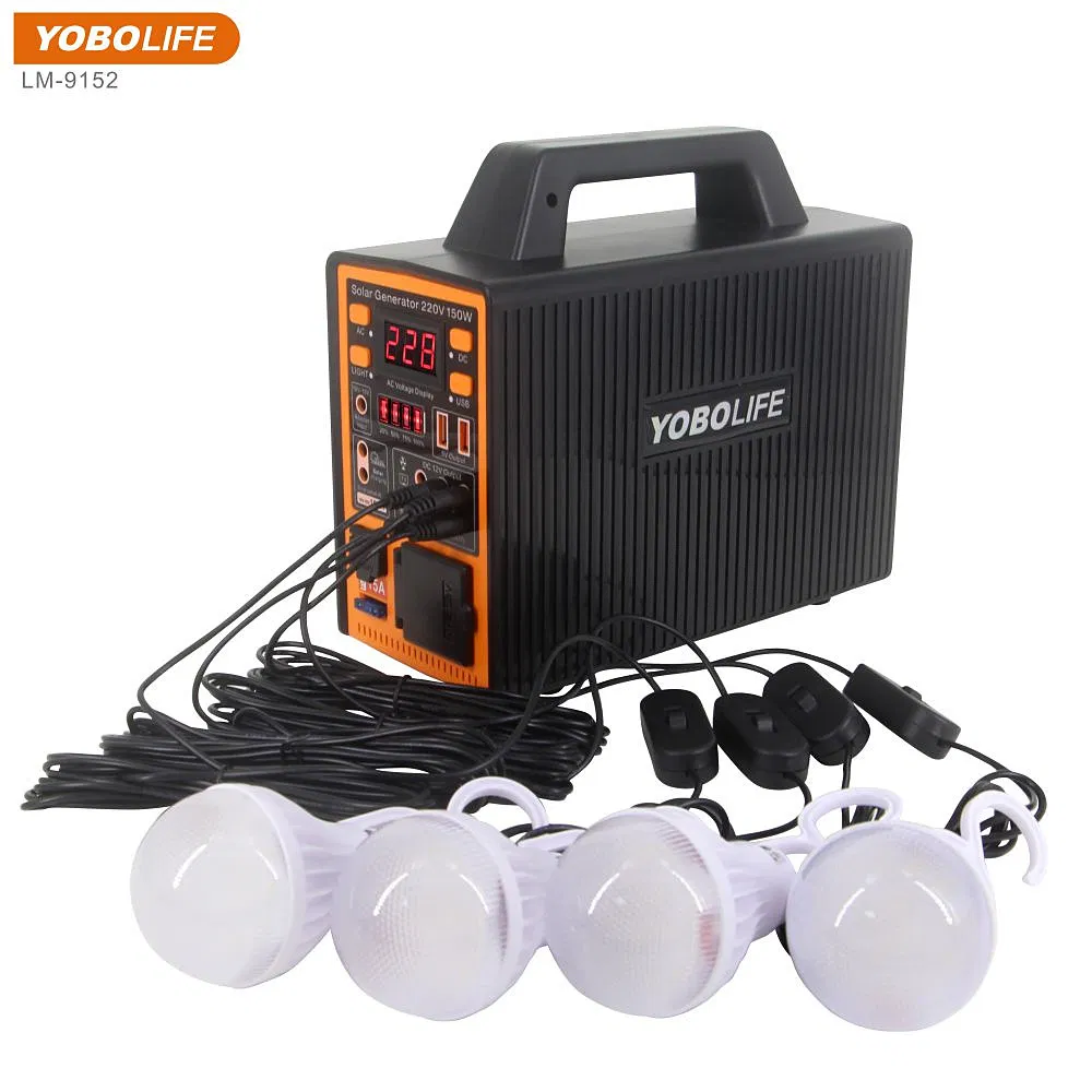 Yobolife 150W Solar Panels System Kits Outdoor Radio Camping LED Light Solar Home Lighting Kits