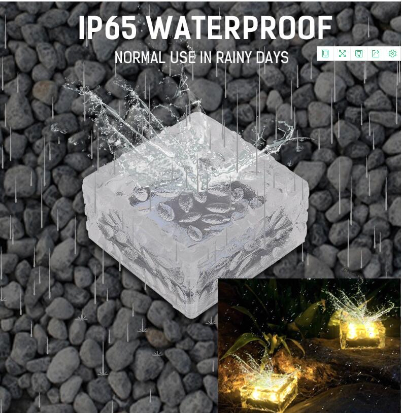 Garden Path Road Solar Underground Lamp Decoration Rocks Frosted Brick Square Light