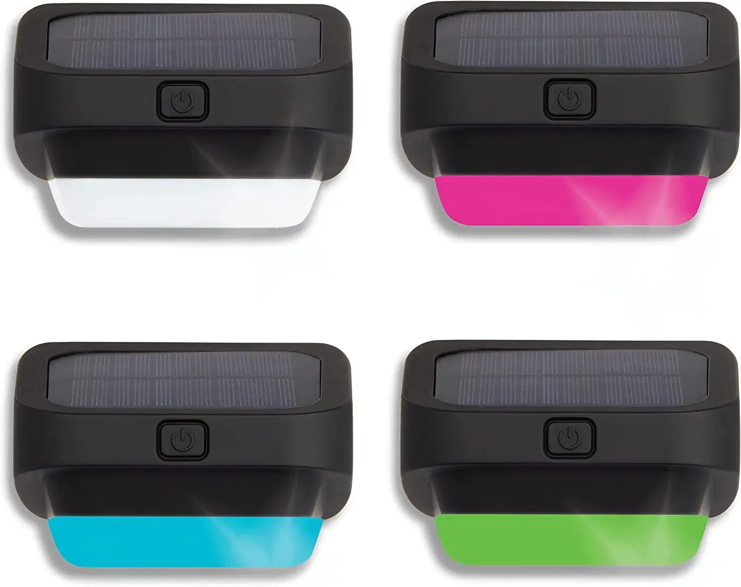 Solar Fence Lights IP65 Waterproof Outdoor Lights Warm White and 10 RGB Color Glow Modes