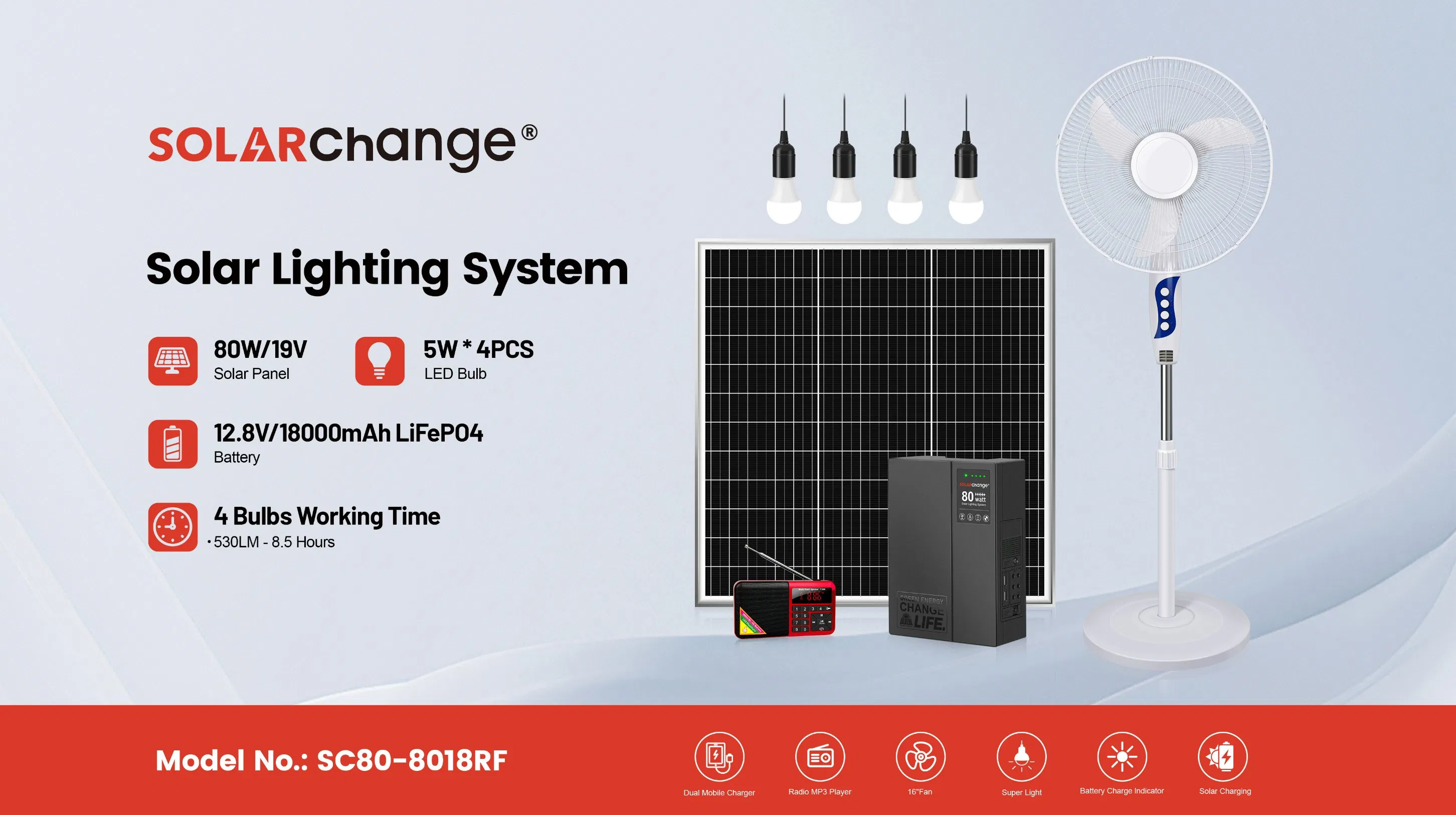 Eco-Friendly Solar Lighting Kit: 30W to 180W for Indoor and Outdoor Use