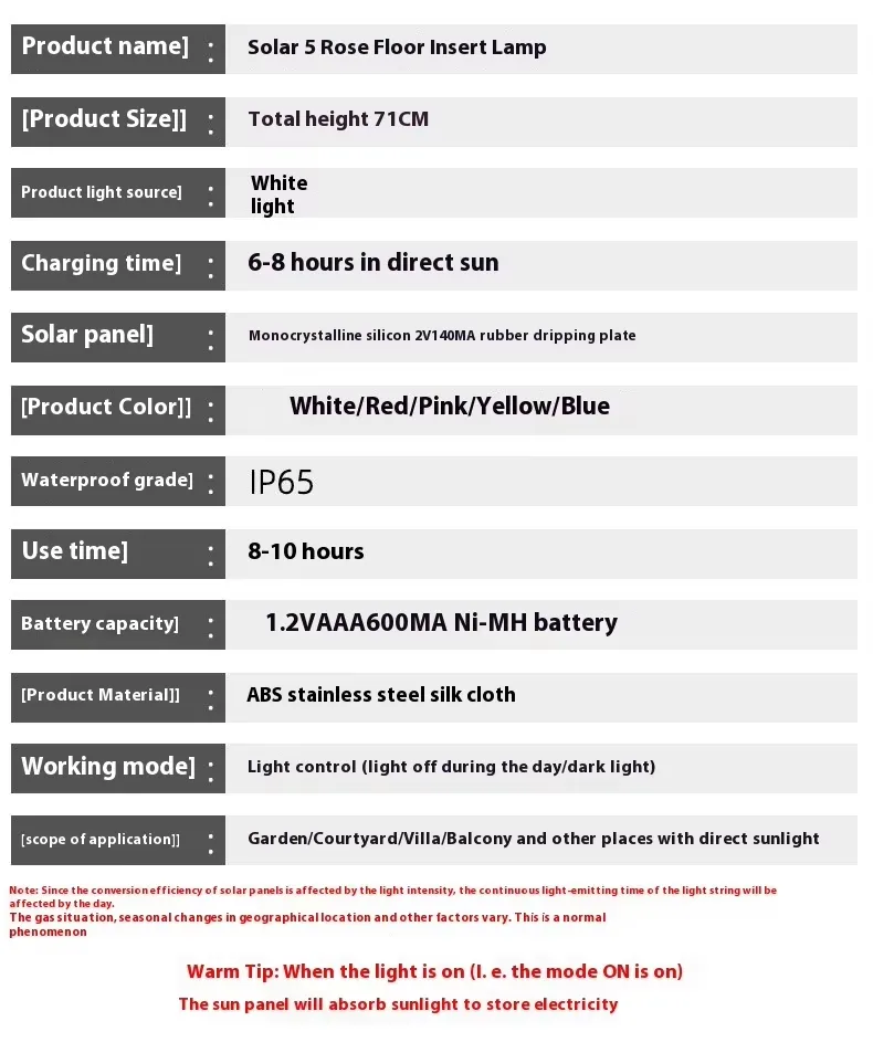 Solar Rose Lamp Display 3