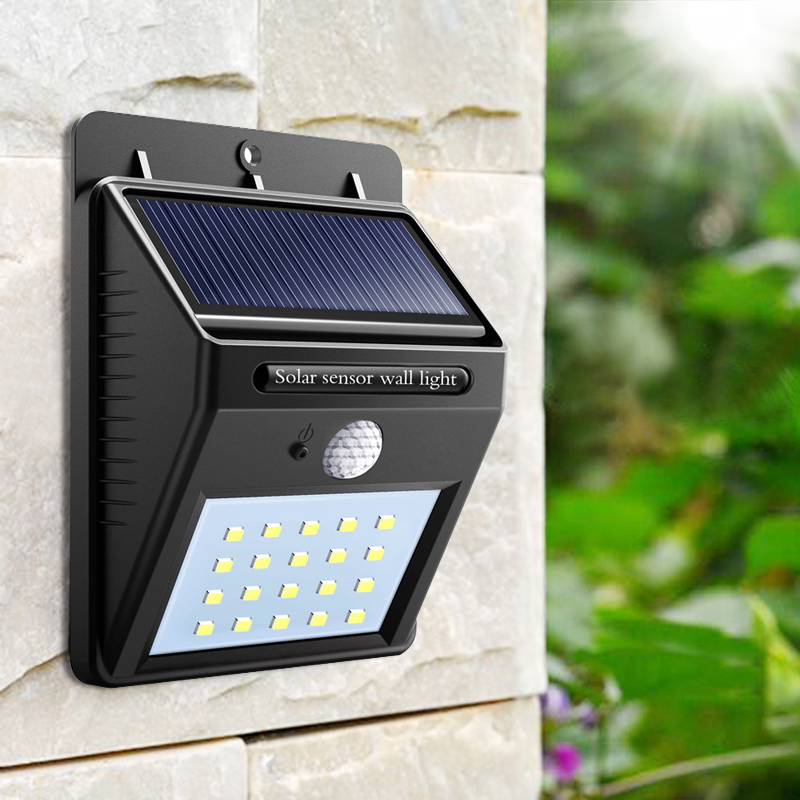 LED Outdoor Solar Sensor LED Light PIR Motion Sensor Solar Lamp Detection Range with Dusk to Dawn Dark Security Light
