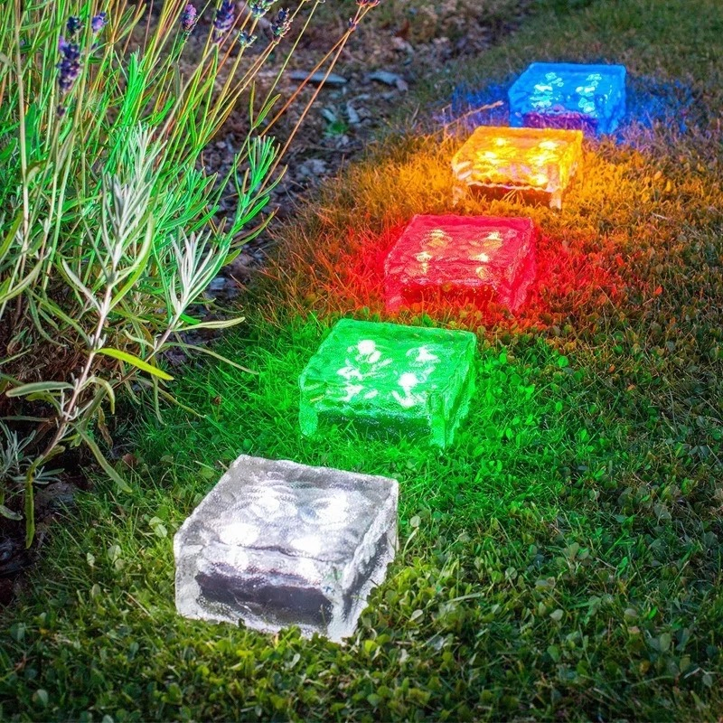 Garden Path Road Solar Underground Lamp Decoration Rocks Frosted Brick Square Light