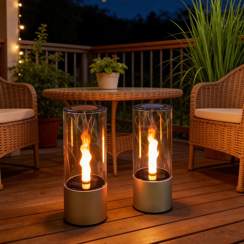 Decorative Solar Flickering Flame Table Lamp - IP44 Waterproof Outdoor/Indoor LED Atmosphere Light for Garden Patio Deck Decor