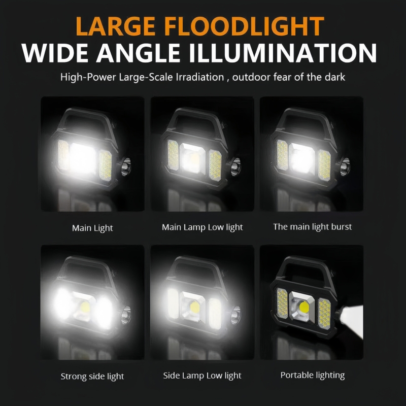 Solar Outdoor Flashlight Rechargeable Handheld Torch Lamps Cell Phone Charger Emergency Searchlight for Home Fishing Camping Hiking