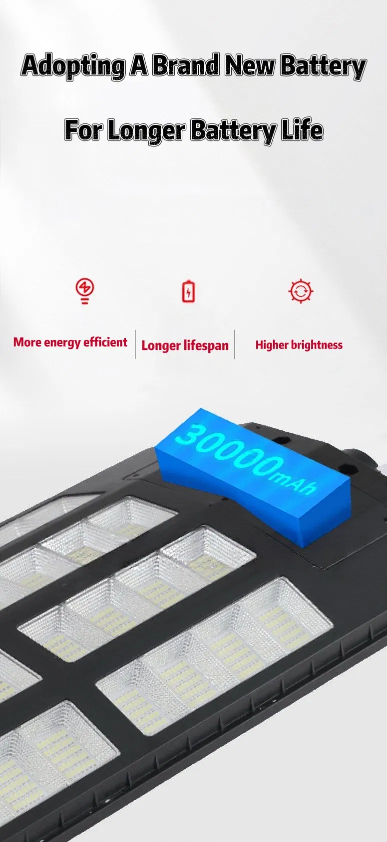 1000W High Lumen Solar Street Light Energy Saving Zero Electricity Cost Solar Powered LED Street Lamp for Street Path Driveway Yard Parking Lot Country Road Lig