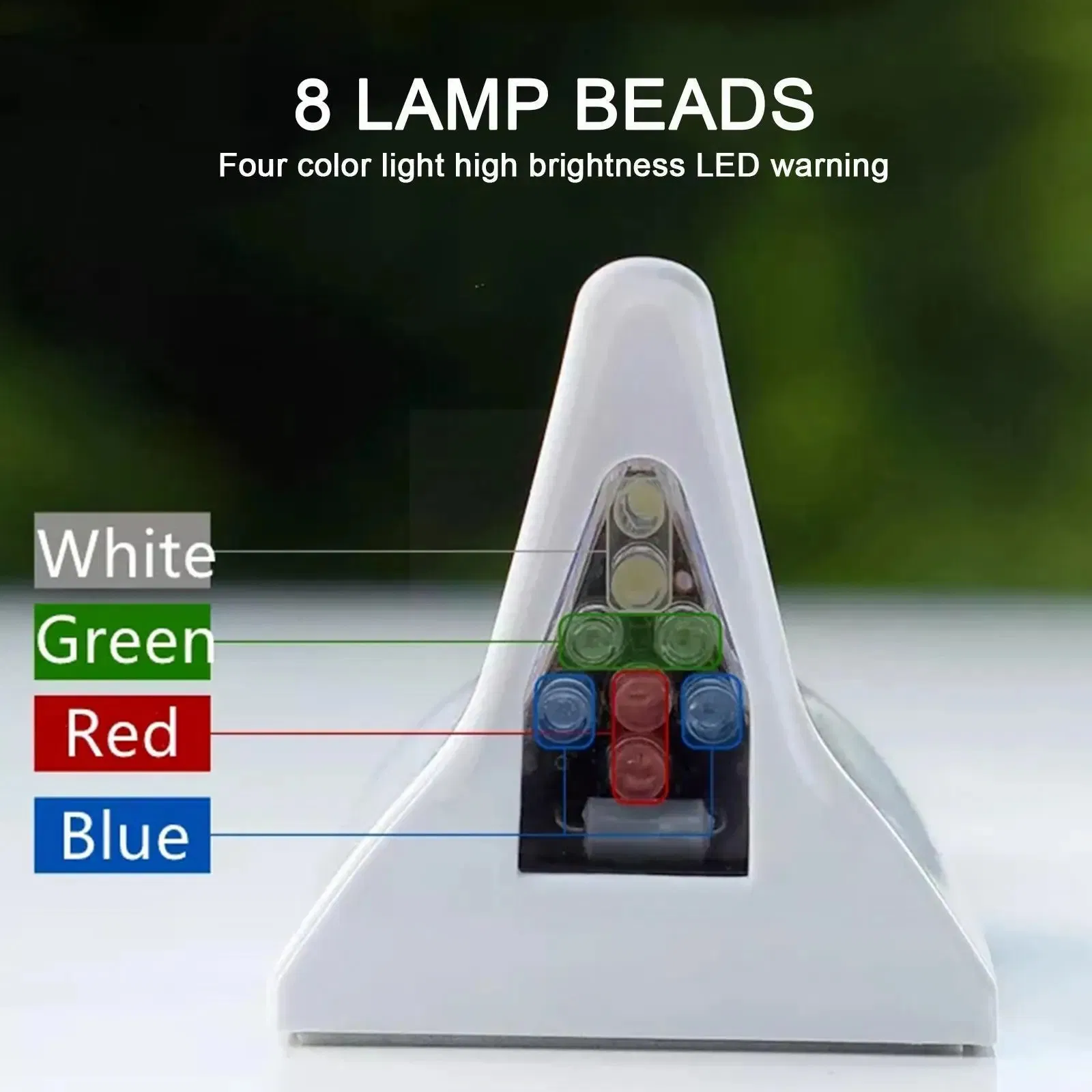 045 Solar-Powered Shark Fin Car Roof Tail Wing 8 LED Flashing Lights Modified Car Light - Black