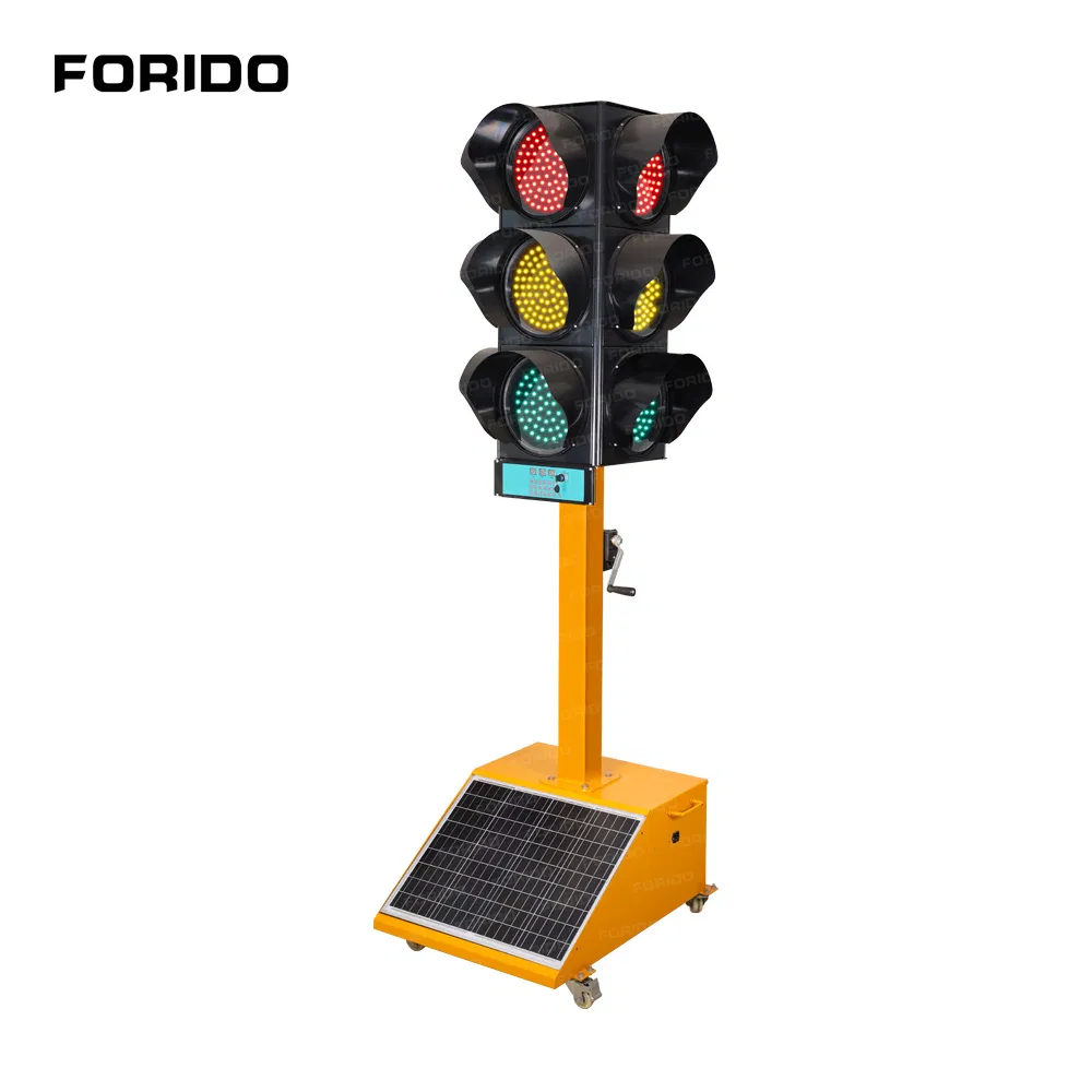 Solar-Powered Mobile Traffic Signal Light, Light-Emitting Diode Portable LED Traffic Light