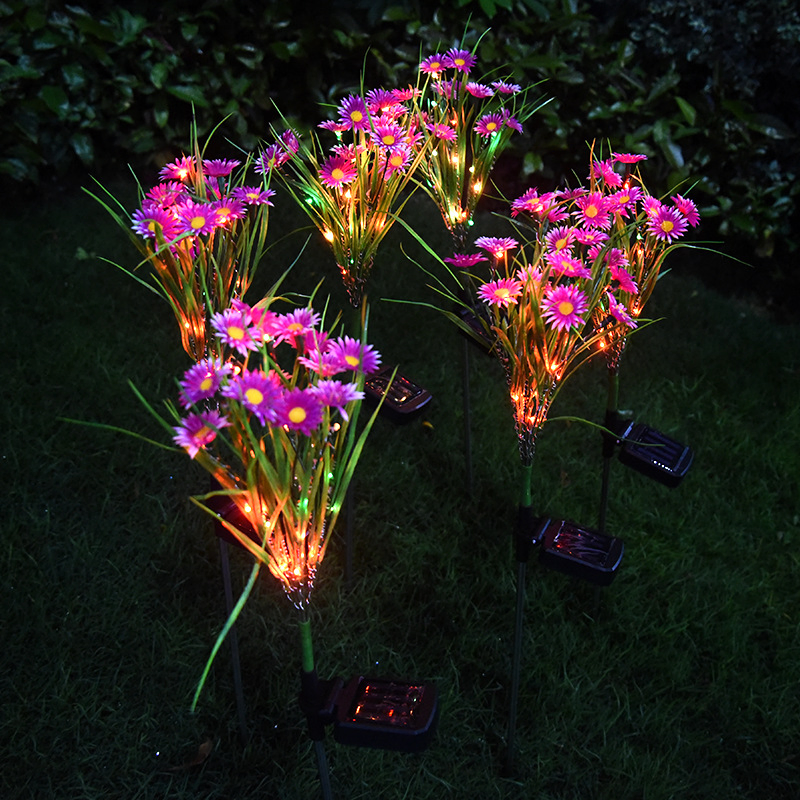Solar Powered Deck LED Chrysanthemum Flower Decorative Light Outdoor Artificial Flower