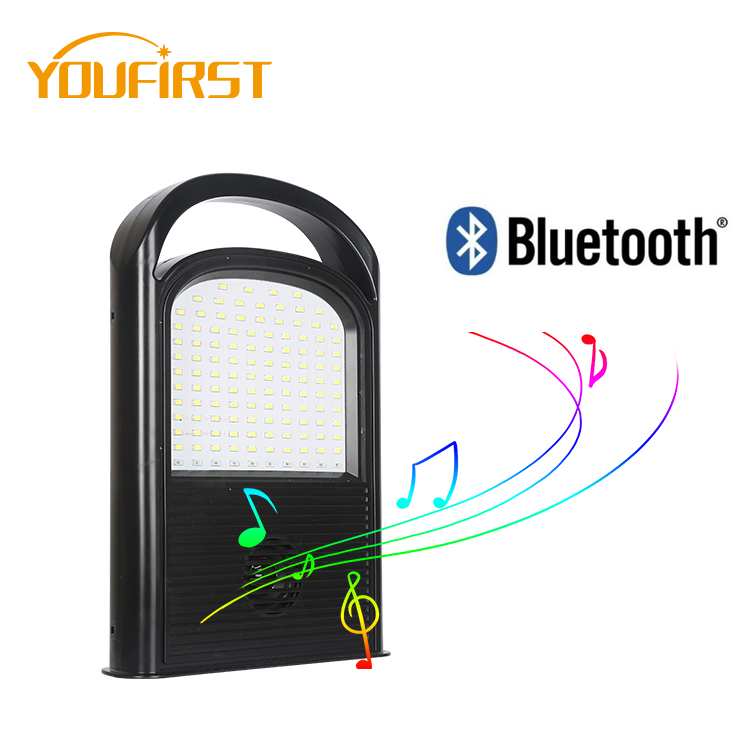 Rechargeable Battery Music Camping Garden Warning Emergency Outdoor LED Solar Flood Light