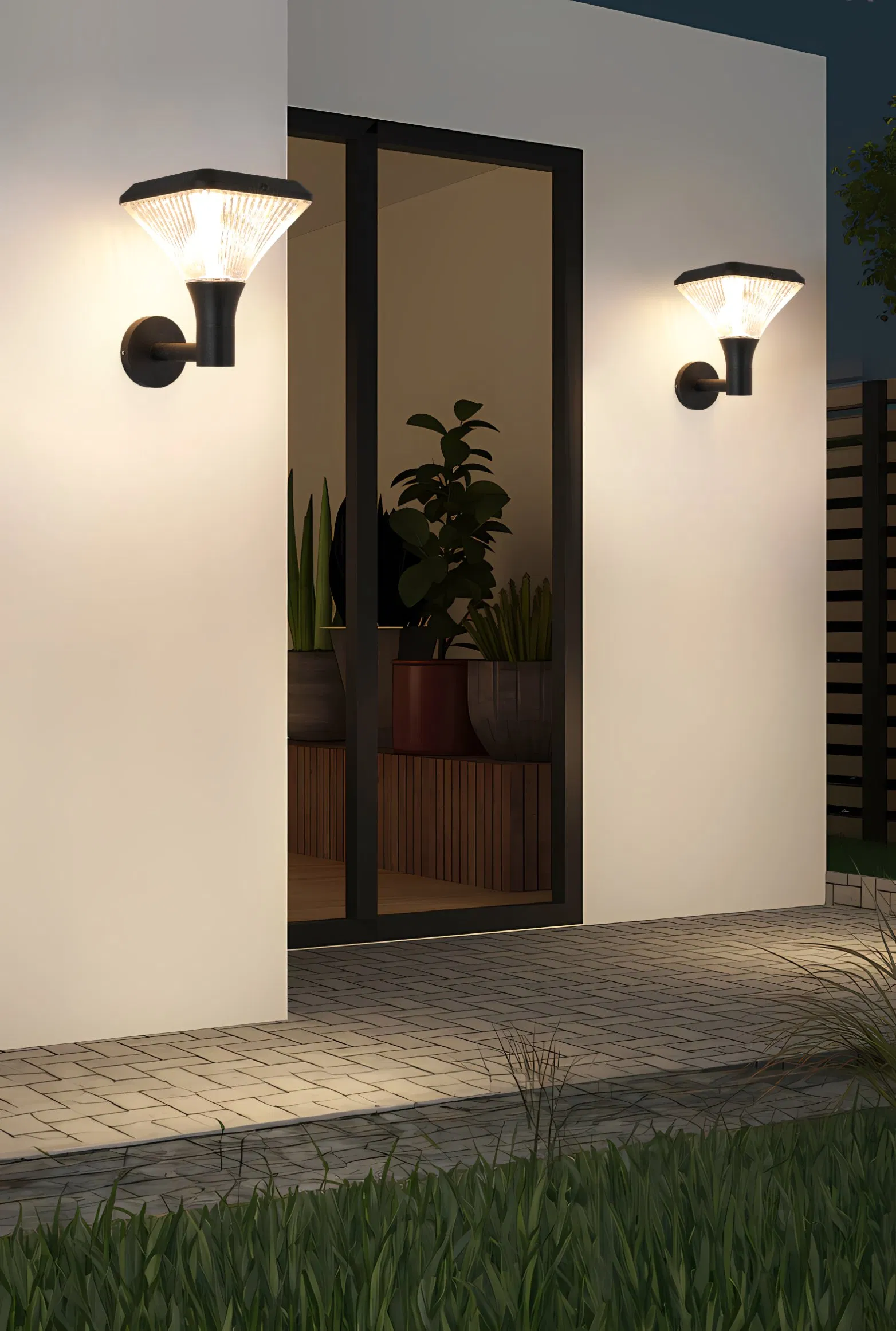 Modern Outdoor Exterior Linear Strip Wall Lamp Waterproof Garden Sconce LED Long Street Wall Light Solar Lamp Wall Lamp, Portable Wireless Street Lamp