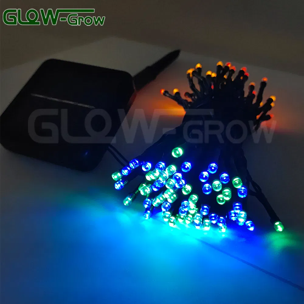 Waterproof Green Wire Solar String Lights Outdoor Multicolor Christmas LED Fairy Lights with 8 Modes for Trees Patio Yard Decoration