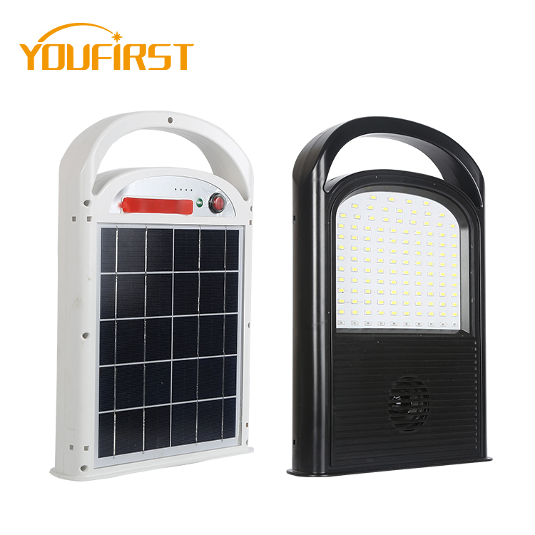 Rechargeable Battery Music Camping Garden Warning Emergency Outdoor LED Solar Flood Light