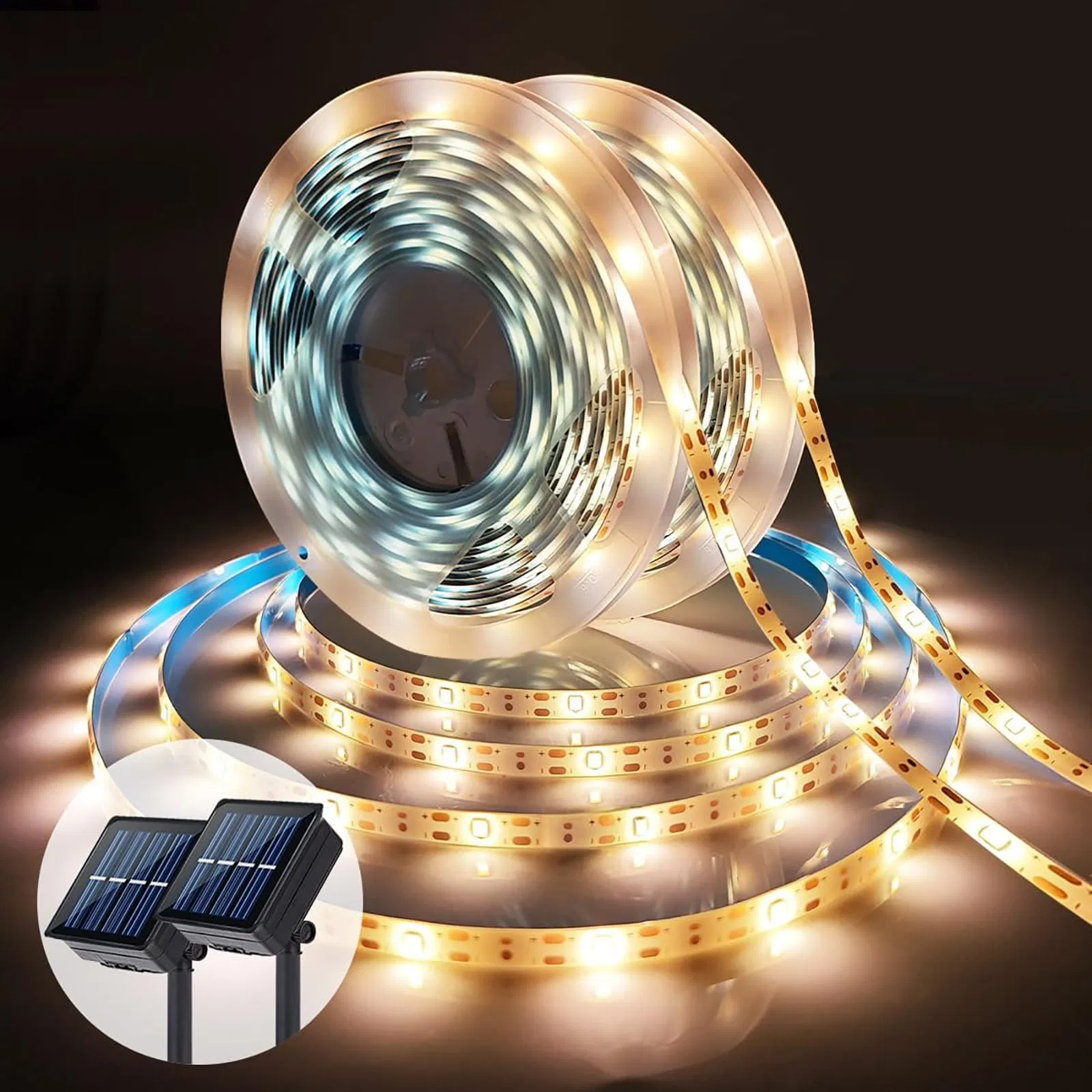 Solar Fairy Rope Lights, Cold White LED String Lights for Pathway, Porch, Christmas Tree
