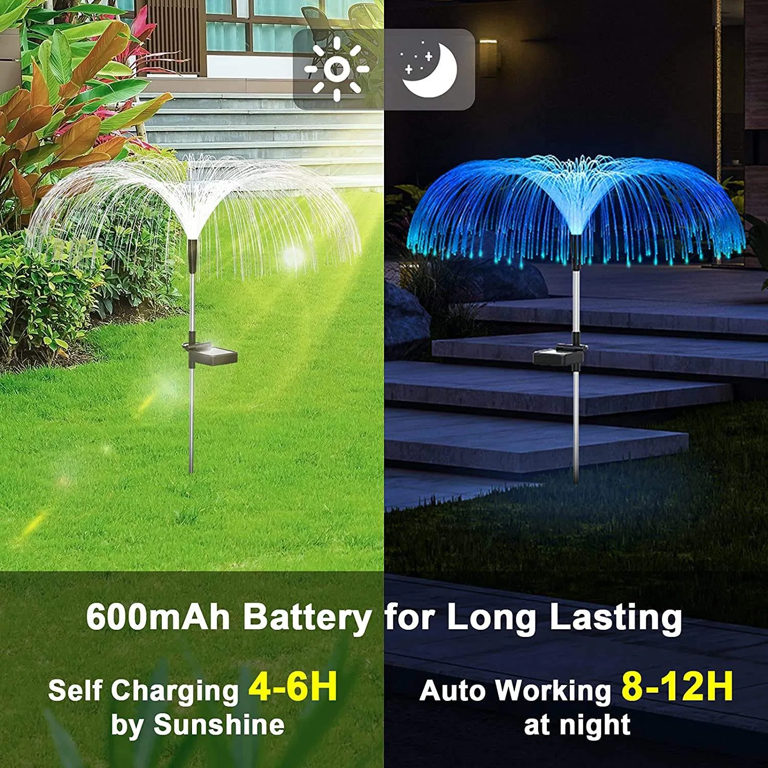 Solar Waterproof Fiber Optic Jellyfish LED Lights Plug-in Lawn Garden Decorative Lights