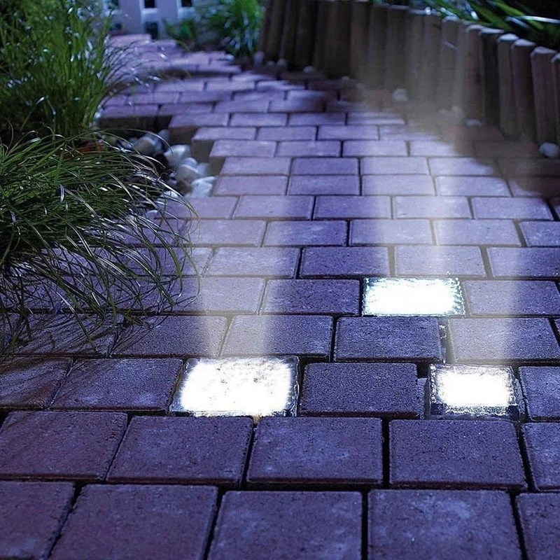 Garden Path Road Solar Underground Lamp Decoration Rocks Frosted Brick Square Light