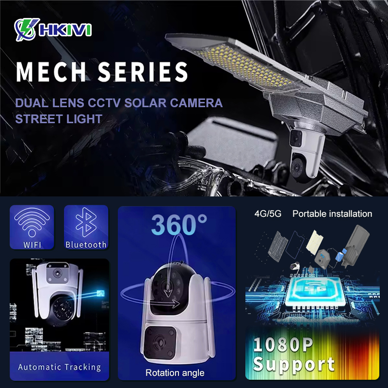 Dual Lenses 900W Solar Street Lamp with CCTV 6 Million Pixels Solar LED Street Light with Camera Eseecloud