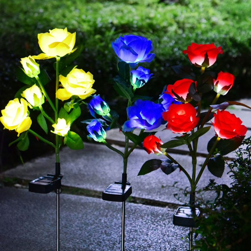 Decorative 6 Head Solar Rose Lamp for Yard Decoration Solar Garden Light