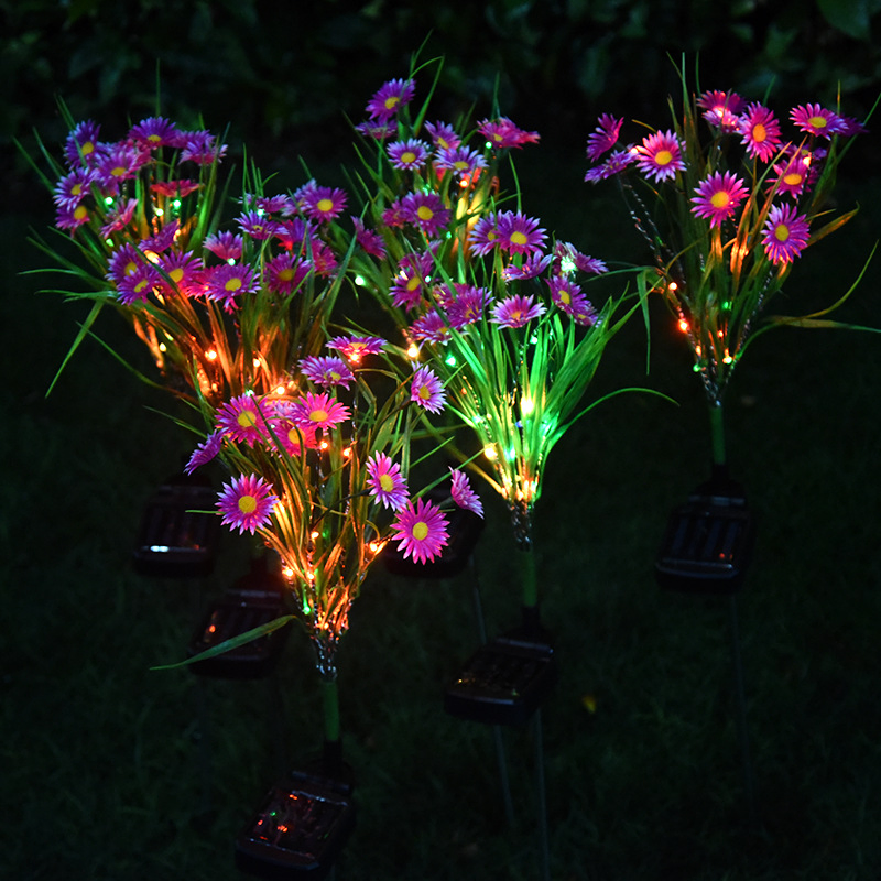 Solar Powered Deck LED Chrysanthemum Flower Decorative Light Outdoor Artificial Flower