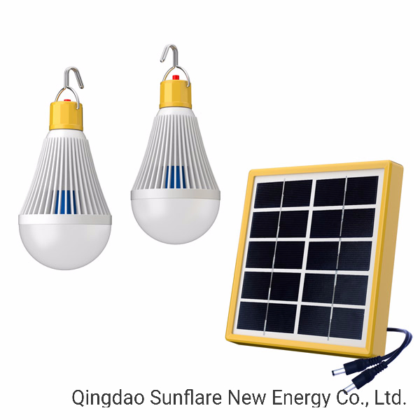 Emergency Portable Solar Rechargeable 2*2W LED Bulbs Lamp Light Lantern Charging Mobile Phone
