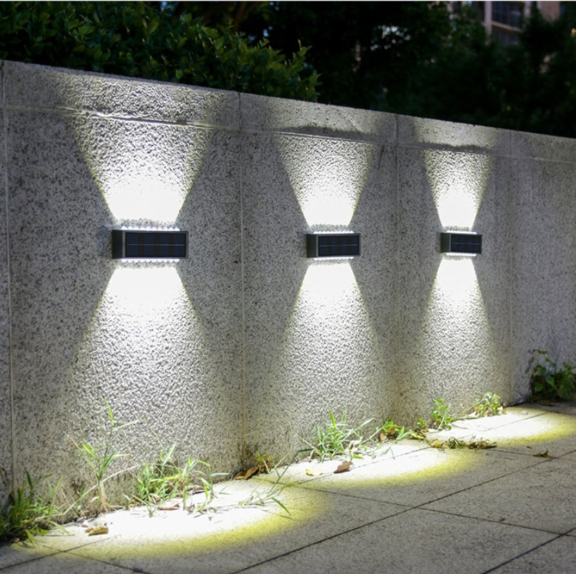 Solar Wall Lights Fence Lights up and Down Fence LED Outdoor Waterproof Lamps Dusk to Dawn LED Lighting Wall Sconces