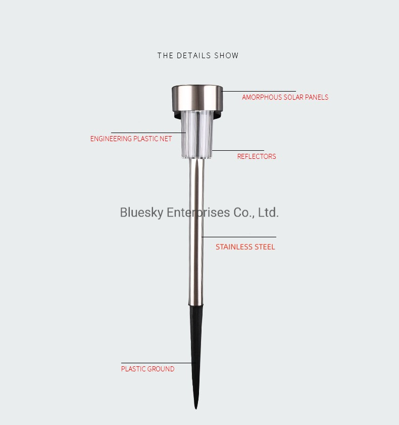 Outdoor Landscape Lawn Lamp Garden Decoration Stainless Steel Tube LED Solar Light