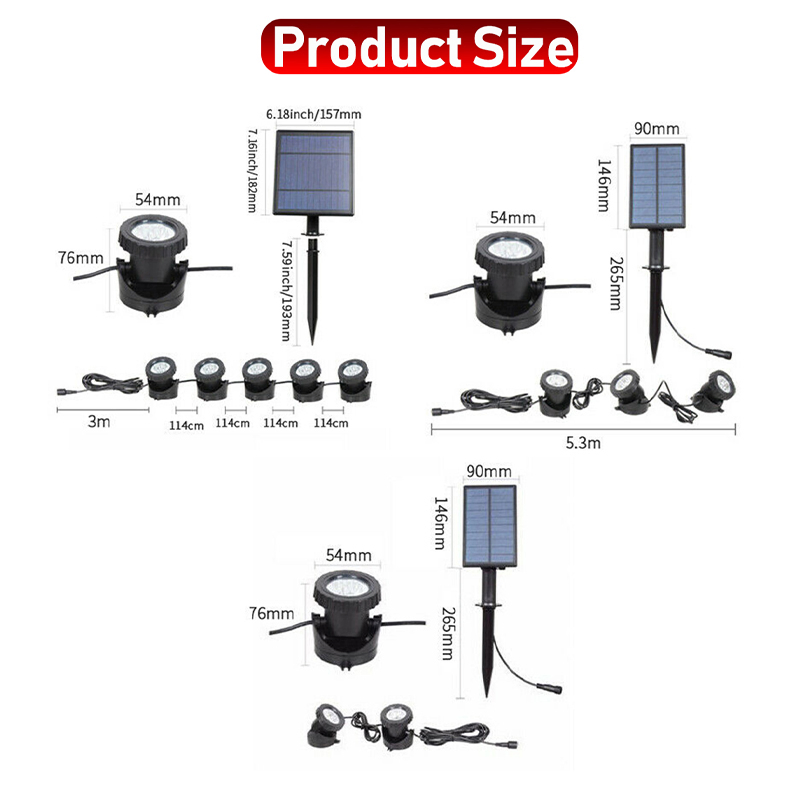 Solar RGB LED Landscape Light Gradient Spotlight for Garden Pool Patio - 3-Light