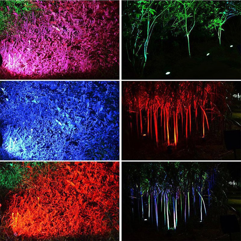 Solar RGB LED Landscape Light Gradient Spotlight for Garden Pool Patio - 3-Light