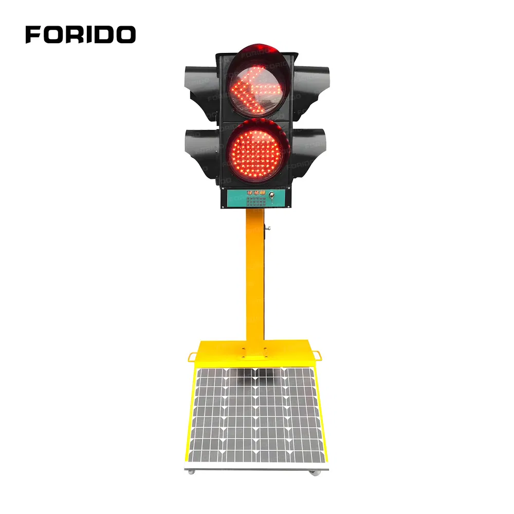 Solar-Powered Mobile Traffic Signal Light, Light-Emitting Diode Portable LED Traffic Light
