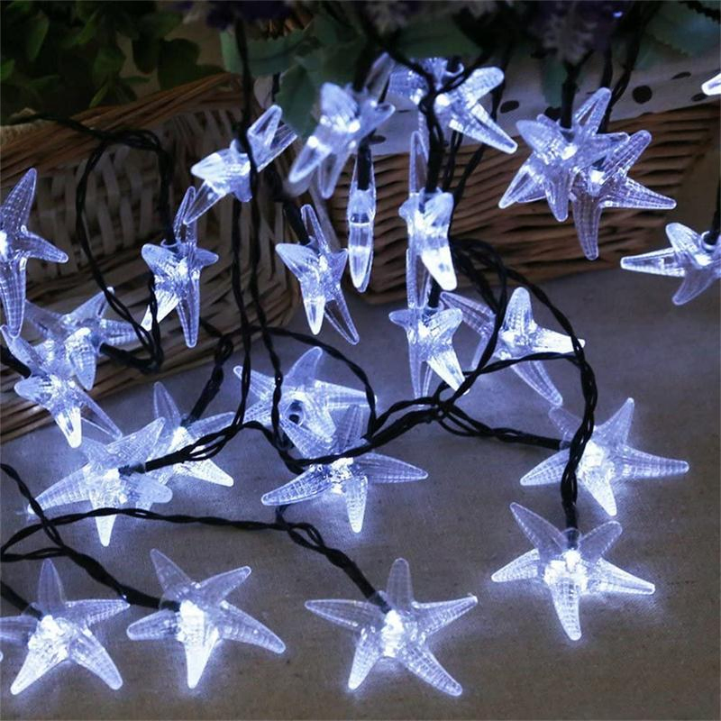 Solar Garden Decoration LED Outdoor Waterproof Starfish String Lights