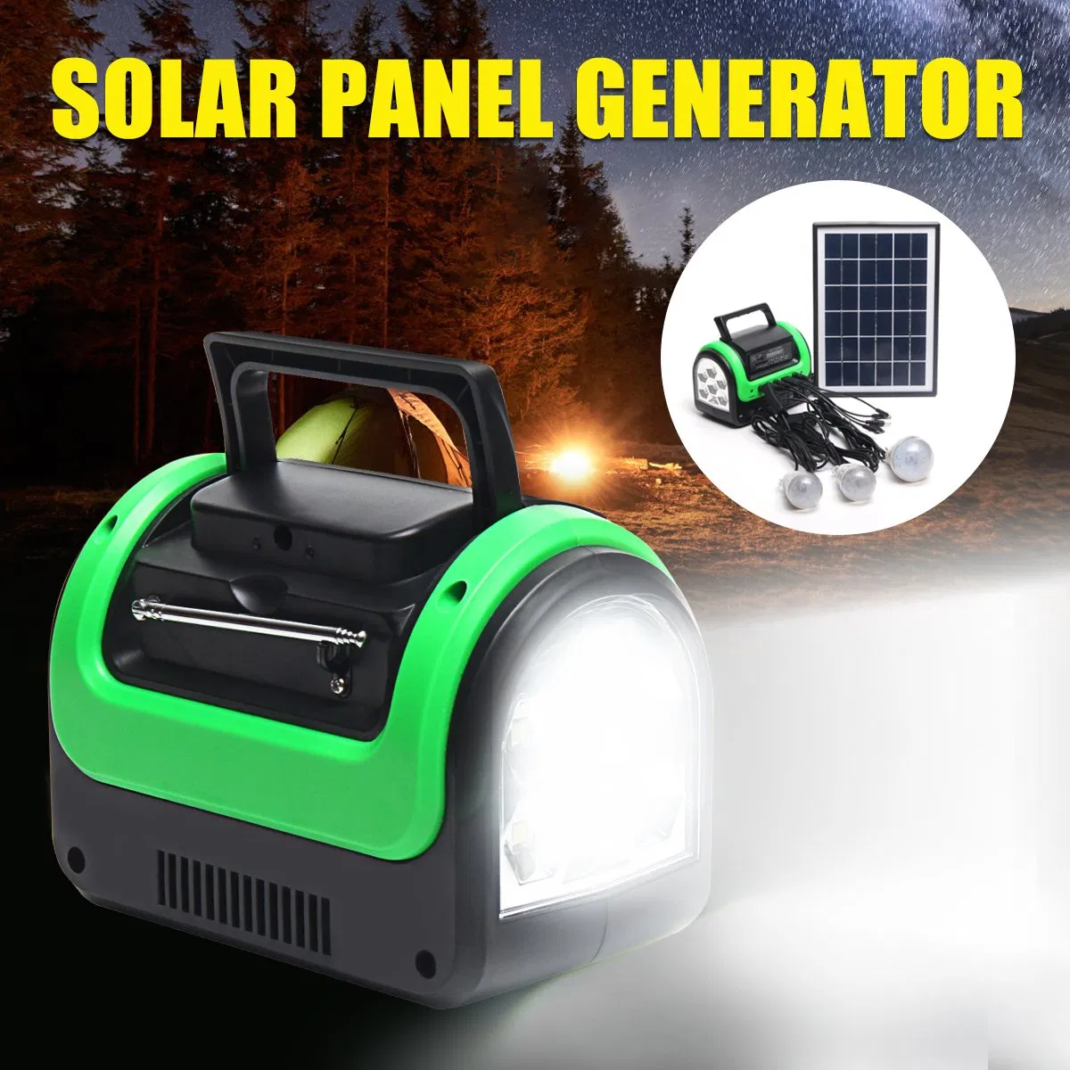 Emergency Solar Power System LED Light Solar Radio FM Bluetooth Mini Solar Panel Home Lighting System Kit