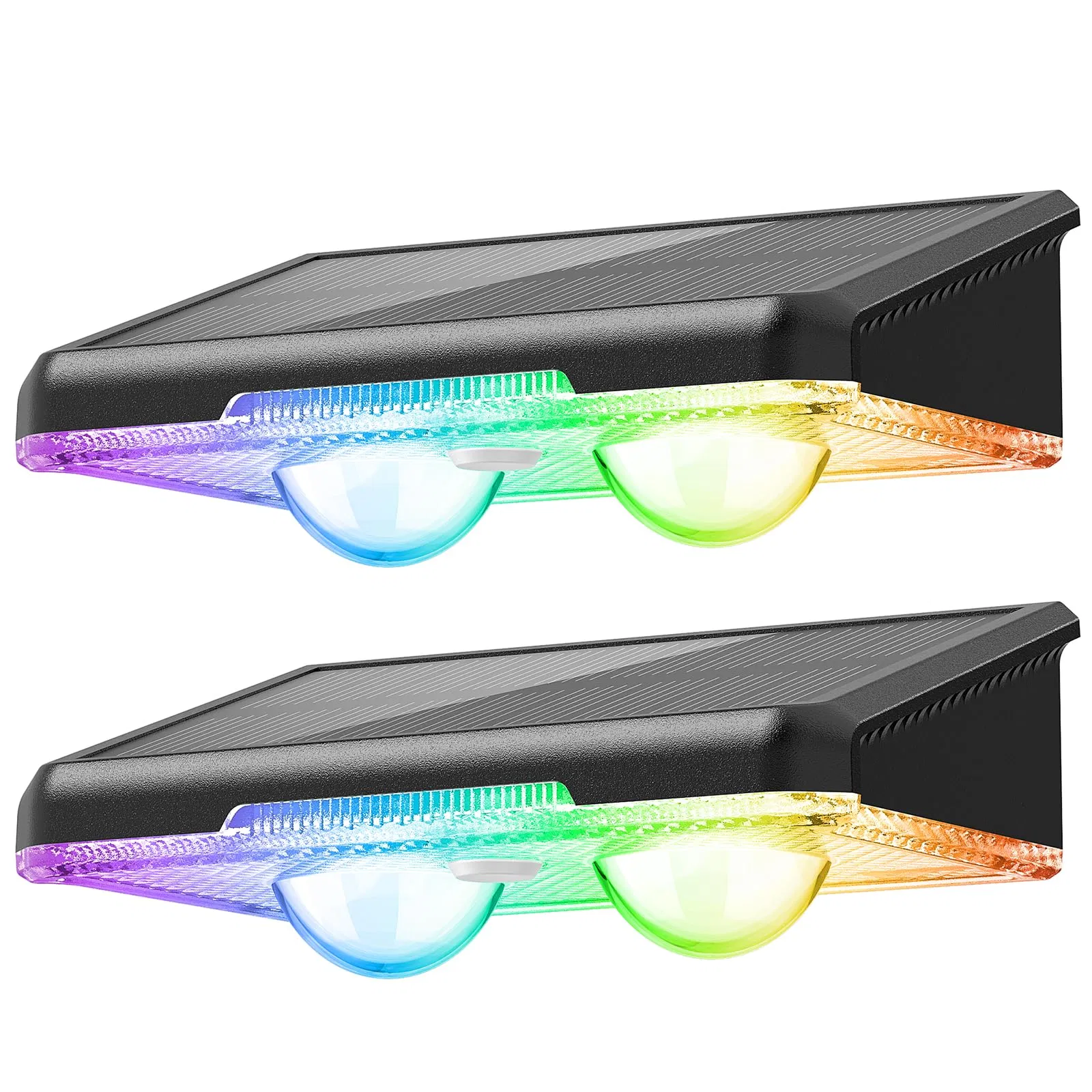 IP65 Waterproof Solar Fence Lights – Dual Pack, Adjustable Light Color for Garden, Porch, Pool Area