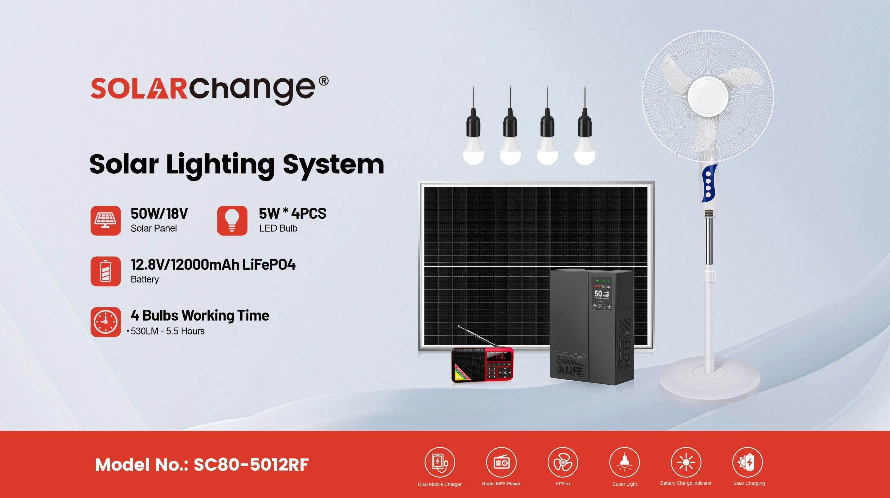 Eco-Friendly Solar Lighting Kit: 30W to 180W for Indoor and Outdoor Use