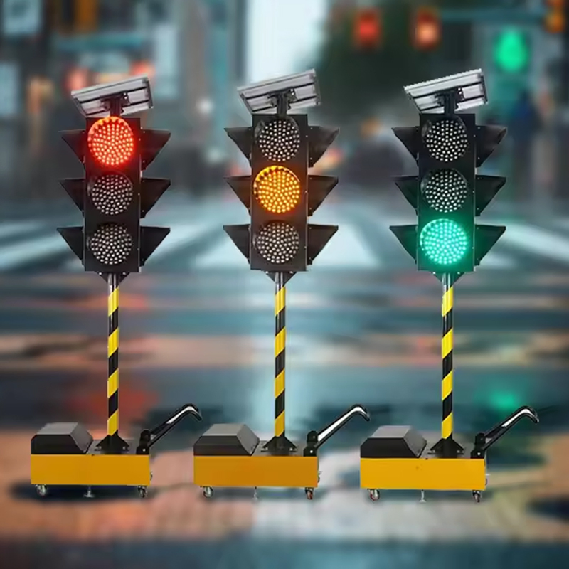 Mobile Portable Portable Traffic Light Controller 200mm 300mm 400mm Railway LED Traffic Light Lamp Solar Powered Portable Traffic Light