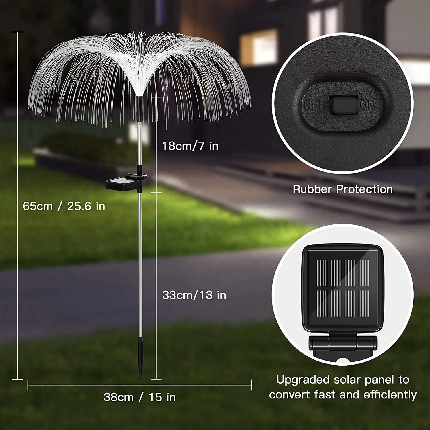 Solar Waterproof Fiber Optic Jellyfish LED Lights Plug-in Lawn Garden Decorative Lights