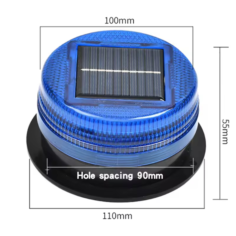 Solar LED Strobe Beacon Roof Emergency Warning Light Safety Flashing Red Signal Indicator Charging with Magnetic on/off Button
