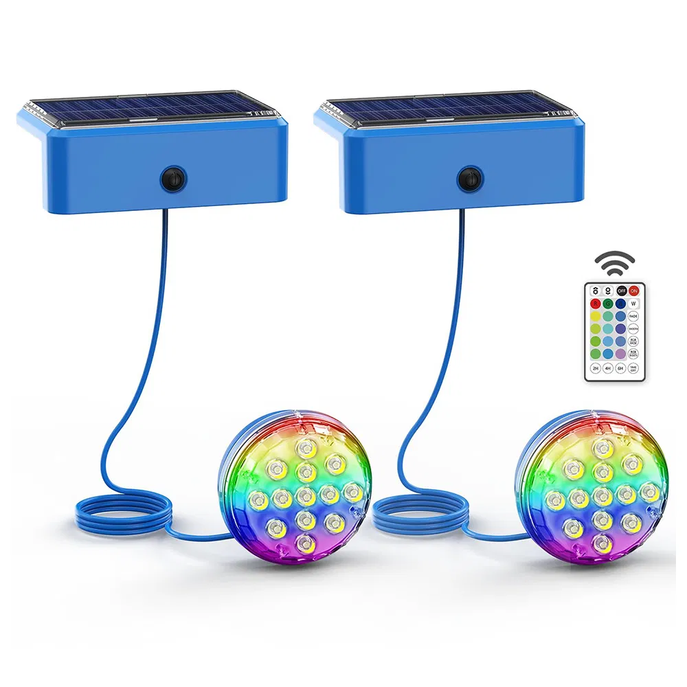 Waterproof 13PCS LEDs Garden Fountain Fance Underwater RGB Light IP68 Portable LED Solar Swimming Pool Light