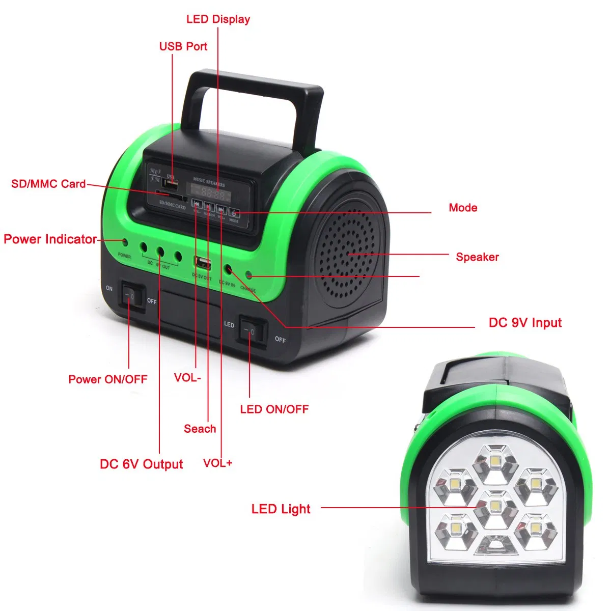 Emergency Solar Power System LED Light Solar Radio FM Bluetooth Mini Solar Panel Home Lighting System Kit