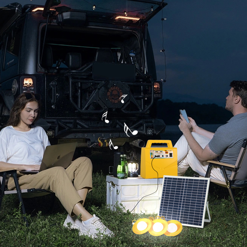 Portable Solar Power Kit with LED Lighting for Outdoor Adventures