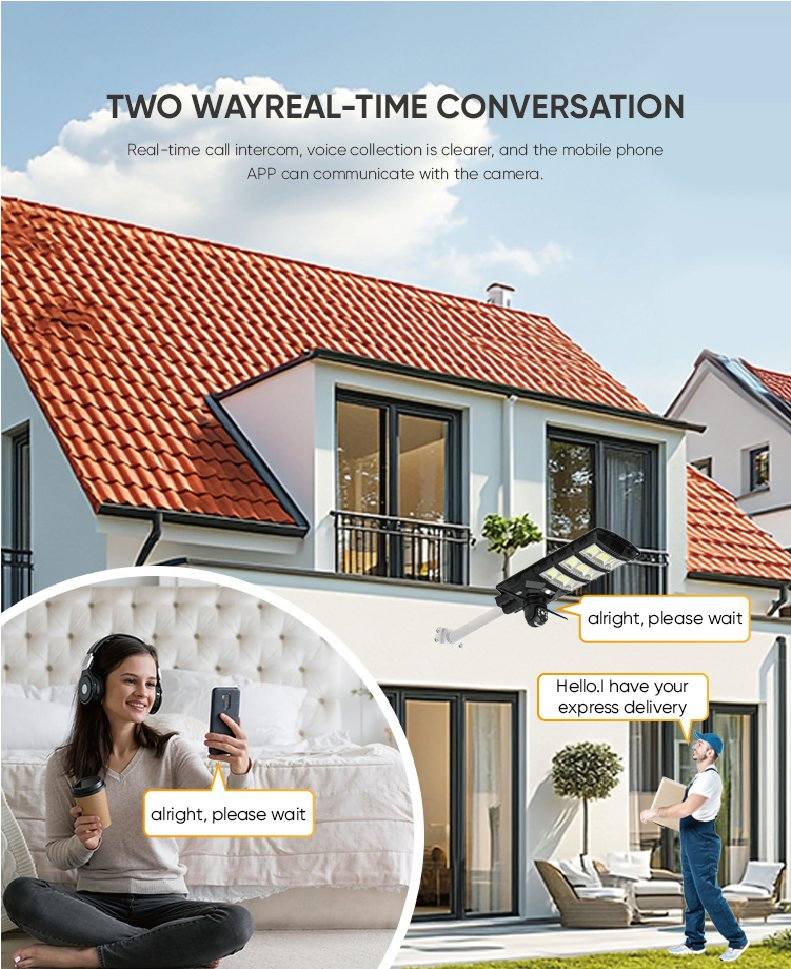 Solar Street Lights Outdoor Waterproof 1000W Lampara De Luz Solar Cá Mara Simulada Realista with CCTV WiFi Camera 4G