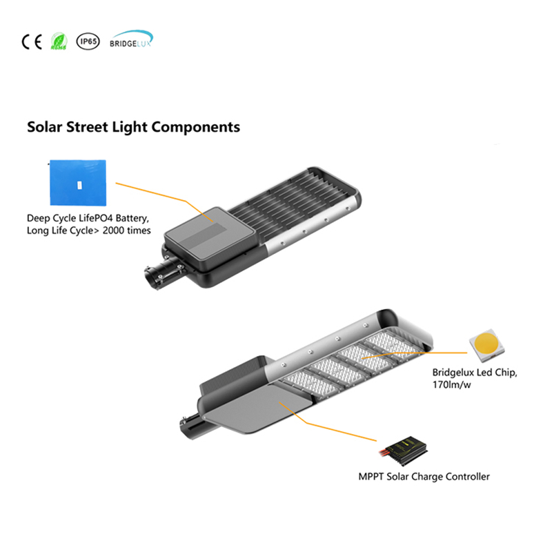 IP67 30W50W80W100W120wall in Two Solar Panel LED Street Light