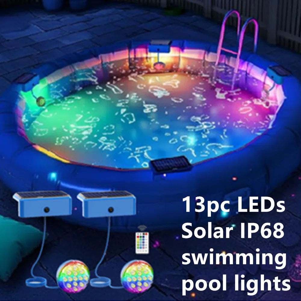 Waterproof 13PCS LEDs Garden Fountain Fance Underwater RGB Light IP68 Portable LED Solar Swimming Pool Light