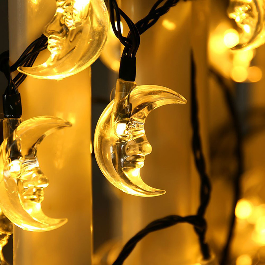 Magical Moonface Decorative Solar Lights for Festivals and Celebration