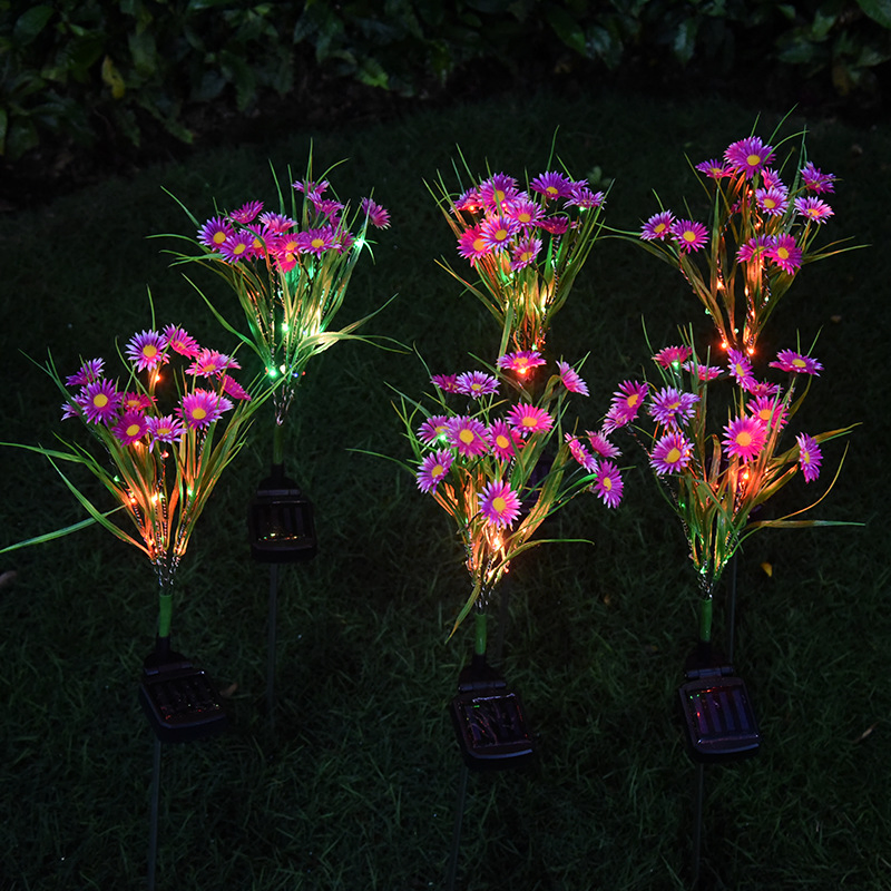 Solar Powered Deck LED Chrysanthemum Flower Decorative Light Outdoor Artificial Flower