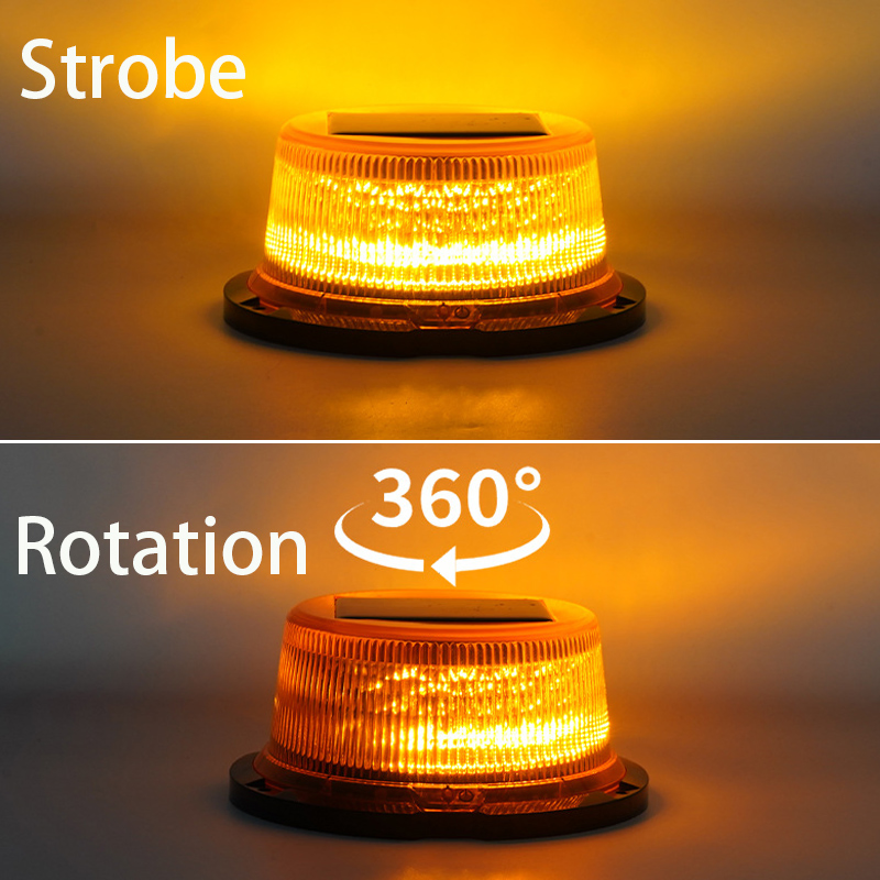 Solar LED Strobe Beacon Light Type-C Charging Roof Emergency Warning Flashing Safety Light Magnetic Base Adjustable Brightness