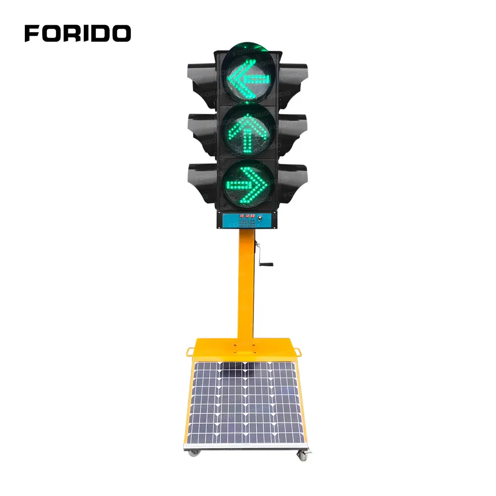 Solar-Powered Mobile Traffic Signal Light, Light-Emitting Diode Portable LED Traffic Light