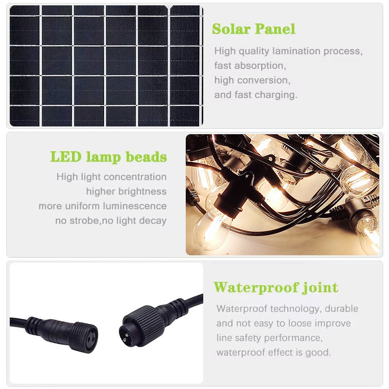 Waterproof Outdoor Strip Light LED Solar for Window Pool Deck Stairs Roof Patio Walkway with S14 Bulbs