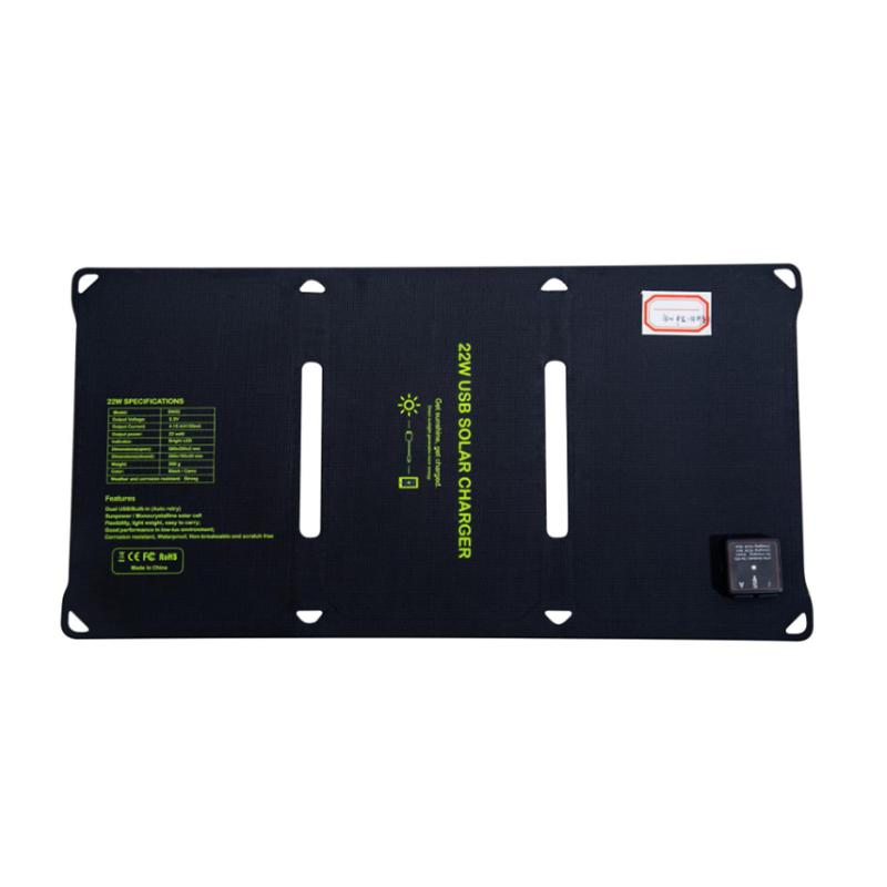 22W Solar Panel Phone Charger 2-Port USB Solar Powered Portable Cellphone Charger